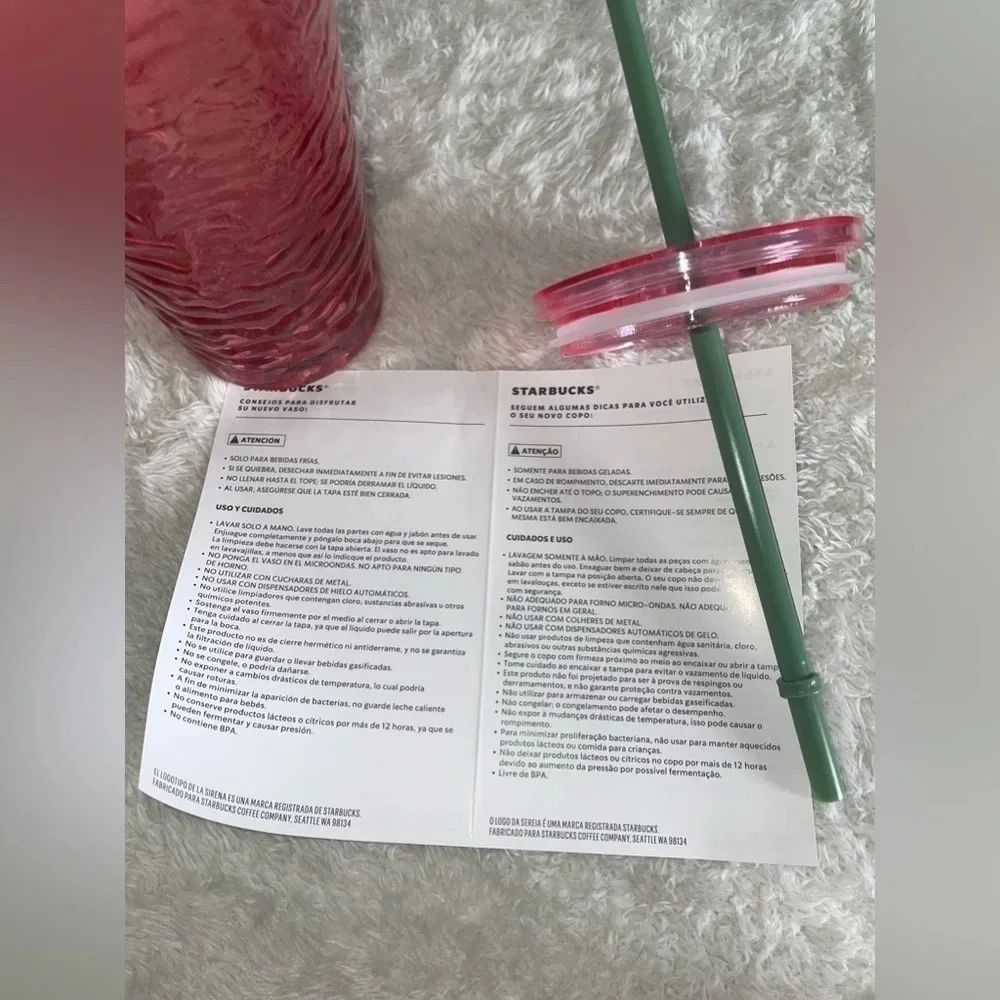 💗Starbucks 2022 Fall ‘Hammered Begonia’ Pink Glass Cold Cup Tumbler - Picture 8 of 9